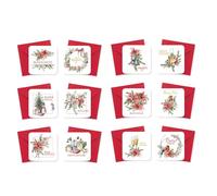 LINA OFFICINE GRAFICHE CREATIVE Paquete de 12 mini tarjetas de felicitación navideñas con sobres rojos, 8 x 8 cm