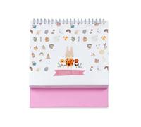 LINA OFFICINE GRAFICHE CREATIVE Portafotos de nacimiento de niña, formato calendario con espiral, rosa, 20 x 18 cm, tema animales