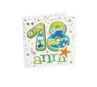 LINA OFFICINE GRAFICHE CREATIVE, Tarjeta de felicitación de 18 años para niña musical (flores), única