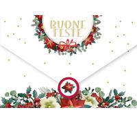 LINA OFFICINE GRAFICHE CREATIVE Tarjeta de felicitación de Navidad italiana tamaño 16 x 11 portadinero regalo de Navidad 96-909