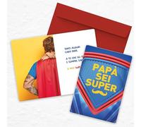 LINA OFFICINE GRAFICHE CREATIVE Tarjeta de felicitación papa día del papa con la inscripción PAPA' SEI SUPER