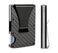 LinaLife Portatarjetas de crédito delgado de fibra de carbono para hombre, bloqueo RFID, cartera minimalista con bloqueo RFID, cartera minimalista para hombres, soporte delgado de aluminio, bolsillo