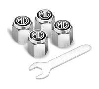 LINALIHAI Coche Tapones de Válvulas Neumáticos para MG EHS, Aleación Aluminio Auto Rueda Valvula Tapas Antipolvo con Anillo Sellador,A/Silver