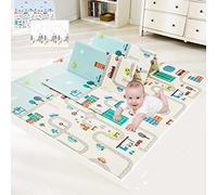 Linarun Alfombra Bebe Acolchada Plegable 180x200x1cm Engrosada Reversible Alfombra Infantil de Juego para Bebes, Alfombra Gateo Bebe, Baby Play Mat, XPE No-tóxico, Impermeable, Antideslizante