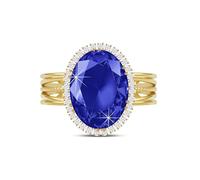Linawe Anillo de piedra azul, anillos de oro con zafiro para mujer, anillo de oro con moissanita, joyería de moda, joyería boho dorada, anillo ajustable, llamativo anillo para dedo con diamantes