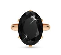 Linawe Anillo negro mujer, anillo de oro rosa ajustable, anillos de joyería, anillo de dedo con moissanita y diamante de gran tamaño, anillos para mujer, joyas de moda