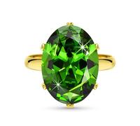 Linawe Anillos color verde esmeralda para mujer, anillos dorados ajustables, anillos de dedo con moissanita de gran tamaño, anillos de piedra verde diamante