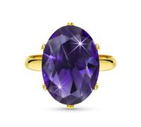 Linawe Anillos de Diamantes Amatista y Moissanita Morada para Mujer, Joyería de Oro, Anillo Ajustable de Gran Tamaño, Llamativo Chapado en Oro
