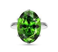 Linawe Anillos de Esmeralda Verde y Diamante Moissanita de Gran Tamaño, Ajustables de Plata para Mujer