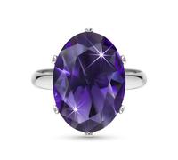 Linawe Anillos morados de amatista mujer, anillo de joyería de plata ajustable, anillo de plata con moissanita, anillos de diamante de gran tamaño, joyería de moda