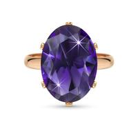 Linawe Anillos morados de amatista mujer, anillos de oro rosa ajustables, anillos de dedo con diamantes moissanita de gran tamaño, anillos llamativos, joyas de moda