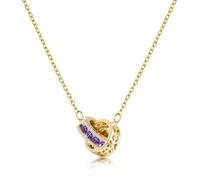 Linawe Cadena de gemas violetas de amatista, joyería de oro para mujer, collar llamativo, collar con colgante, cadena de acero inoxidable dorado con piedra de nacimiento y cristal