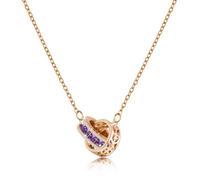 Linawe Collar con colgante de piedras preciosas para mujer, amatista y morado, oro rosa, llamativo collar, cadena de acero inoxidable engastado con piedra de nacimiento, joyería cadena de cristal