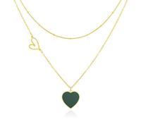 Linawe Gargantilla en capas con colgante de corazón para mujer, cadena de oro / plata / oro rosa, collares apilados de acero inoxidable, collar de doble corazón Y2K Preppy Jewelry, Yellow Gold, Acero