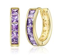 Linawe Joyas de oro con forma de aro morado, piercings en forma de hélice, pendientes pequeños tipo argolla chapados en oro, pendientes hipoalergénicos sin níquel para mujer