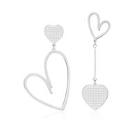 Linawe Pendientes en forma de corazón, pendientes de plata para mujer, pendientes de acero inoxidable, pendientes colgantes grandes, pendientes para enamorados