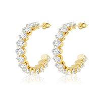 Linawe Pendientes tipo argolla de acero inoxidable para mujer, pendientes llamativos, hipoalergénicos, grandes, modernos, disponibles en oro y plata