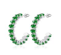 Linawe Pendientes tipo argolla de color verde esmeralda, pendientes colgantes de plata de acero inoxidable para mujer, pendientes llamativos, hipoalergénicos, sin níquel, de oro blanco