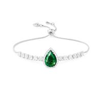 Linawe Pulseras de plata, pulsera de tenis para mujer, con gemas de color verde esmeralda, cristal de diamante, plata, pulsera para mujer, cadena de mano con purpurina