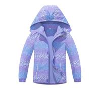linboo Chaqueta softshell para niña, chaqueta de entretiempo con forro polar, chaqueta cortavientos cálida, transpirable, impermeable, chaqueta para exteriores para niños, Púrpura 2#, 146-152