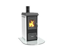 Lincar Gioia 470 Az Estufa De Leña 6Kw Acero Esmaltado Vermiculita Blanca