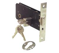 Lince Cerradura 5557-60 | Cerradura de embutir para carpintería de aluminio con zócalo | Frente Inoxidable, 60 mm | Doble cierre con picaporte proyectable y reversible