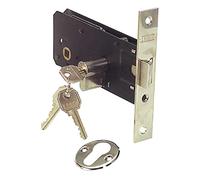 Lince Cerradura 5557-70 | Cerradura de embutir para carpintería de aluminio con zócalo | Frente Inoxidable, 70 mm | Doble cierre con picaporte proyectable y reversible