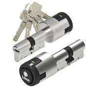 Lince - Cilindro C6 ALARM 35x35 cm | Bombillo de Alta Seguridad Avanzada con Alarma Integrada de 100dB | Anti-Intrusión | Acabados en Latón y Níquel Mate | Incluye 5 Llaves XXL | Acabado níquel