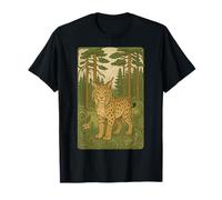 Lince de Estilo folclórico en el Bosque - Diseño de Naturaleza Salvaje Camiseta