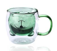 Lincman Cute Mugs Glass Double Wall Insulated Glasses Espresso Cup Tea Cup Milk Cup Bear Mugs Office Cup Birthday Gifts Drinking cup