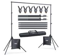 LINCO Kit de Soporte Photocall de Telón de Fondo para Fiestas, 10 x 7 pies, Sistema de Soporte de Fondo de Fotografía Ajustable con Abrazaderas, Bolsa de Arena, Bolsa de Transporte 4172