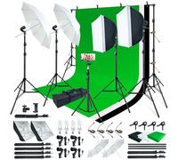 Linco lincostore Foto y vídeo Studio Luz Kit AM169 - Incluye 3 Fondos (de Color Negro Whtie/Verde) Pantalla de Fondo