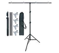 Linco Lincostore Zenith. Kit de soporte de fondo portátil en forma de T. 152 cm x 204 cm - 152 cm de ancho (fijo) y 204 cm de alto (ajustable), ligero, con solo 1,8 kilos de peso para transportarlo y guardarlo fácilmente.