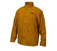 Lincoln Electric marrón resistente a las llamas resistente piel soldadura chaqueta