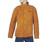 Lincoln Electric marrón resistente a las llamas resistente piel soldadura chaqueta