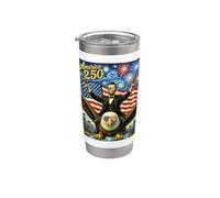 Lincoln en Eagle USA con Guns Flag America 250 4 de julio Vaso térmico de acero inoxidable de doble pared