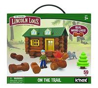 Lincoln Logs K'NEX, Juego de construcción On The Trail, Basic Fun, 00821, 59 Piezas, leños de Madera de Verdad, Kit de Aprendizaje de ingeniería para niños, Aptos para Edades de a Partir de 3 años