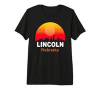 Lincoln Nebraska Vintage Sunset Retro City State USA Camiseta Premium