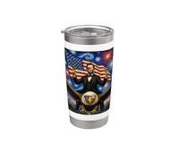 Lincoln on Eagle & Guns USA Flag America 250 4 de julio Vaso térmico de acero inoxidable de doble pared