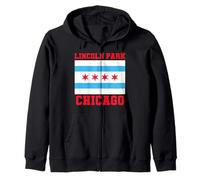 Lincoln Park Chicago Illinois Flag 773 312 Plato Hondo Pizza Sudadera con Capucha