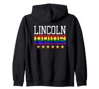 Lincoln Pride Nebraska Gay Lesbianas Queer LGBT Rainbow Flag Sudadera con Capucha