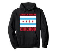Lincoln Square Chicago Illinois Flag 773 312 Plato Hondo Pizza Sudadera con Capucha