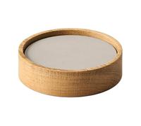LIND DNA Set de posavasos Wood Box Nature-oak. circle. S. Nupo oyster white. 9 piezas