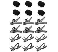 Lind Kitchen 6 juegos de clips de corbata de metal para micrófono Lavalier + cubiertas de espuma para parabrisas de micrófono de solapa de 22 x 15 x 6 mm + clips de alambre de plástico para micrófono