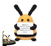 Linda Abeja De Crochet - Strubitante De Tejido De Mano De Punto Emocional Hecho A Mano Plush | Decoración De Abejas con Tarjetas De Afirmación | Adorable Regalo De Crochet Compañero | Ornamen