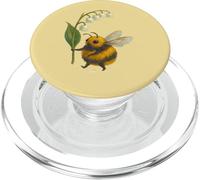 Linda Abeja Sosteniendo Lirio Del Valle Flor Naturaleza Estética PopSockets PopGrip para MagSafe