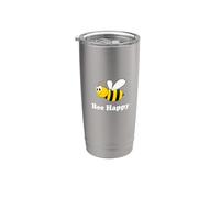 Linda actitud positiva "Bee Happy" Flying Bumble Bee Vaso térmico de acero inoxidable de doble pared