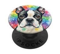 Linda Acuarela de Boston Terrier PopSockets PopGrip Adhesivo