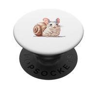 Linda Adorable Chinchilla en una Concha de Caracol PopSockets PopGrip Adhesivo