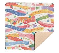 Linda alfombra de juegos plegable de dibujos animados con elementos navideños para el suelo, portátil, para actividades de gimnasio, para recién nacidos, bebés, niños pequeños, 50 x 50 pulgadas